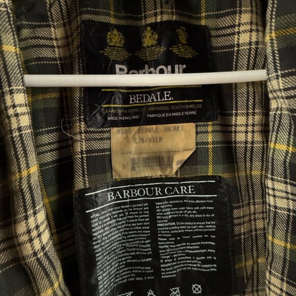 Barbour Bedale A100 Green Size 36 Waxed Jacket Men Outdoors Snap Zip Hunting - Picture 10 of 16